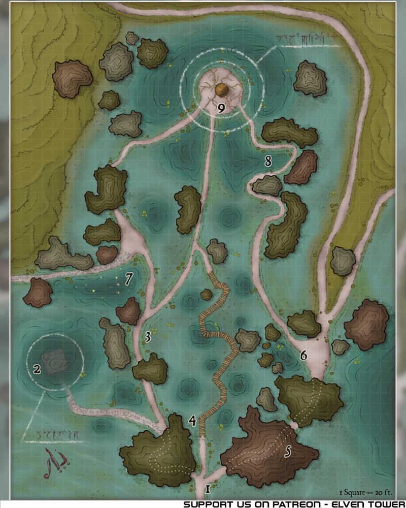 Swamp Map - (Encounter) - The Swamp and the Hag - Map 257/909