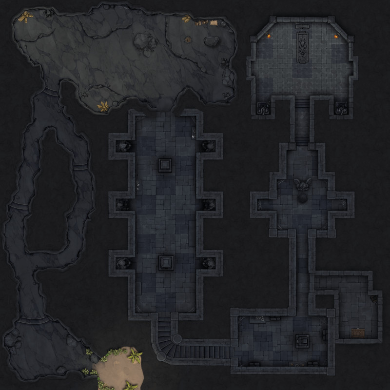 simple cavern with a tomb underneath