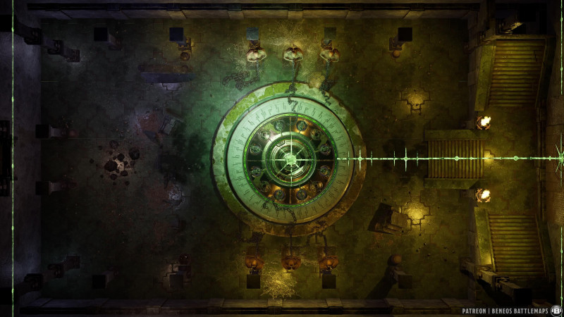 Warlock's Lair | [Animated Battlemap] [32x18] [120px per Square] [Gridless] [3D Rendered] [OC] | Beneos Battlemaps