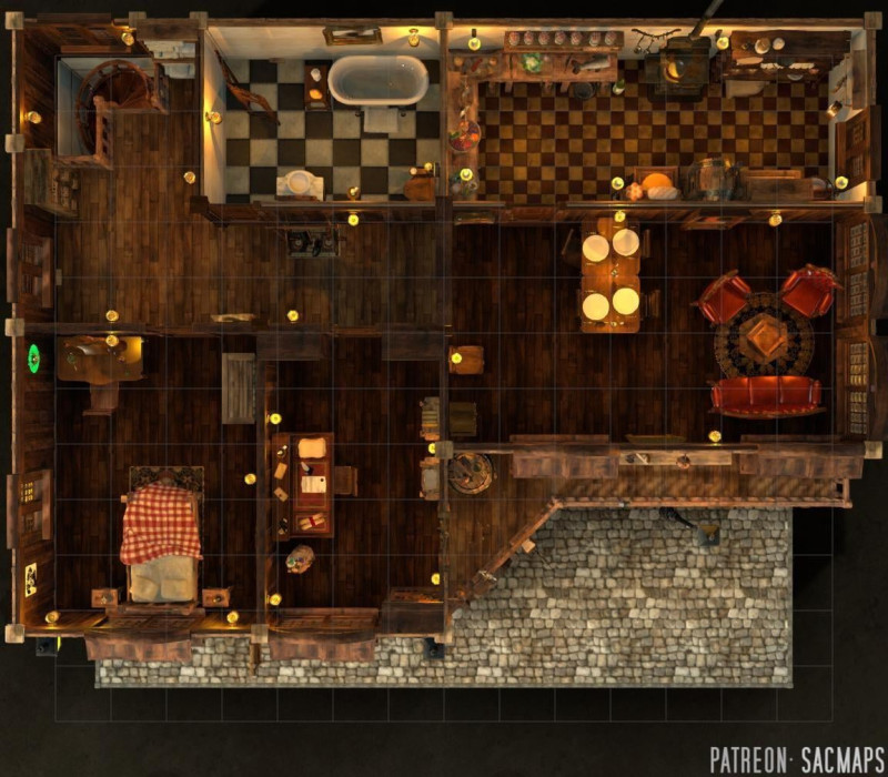THE GENERAL STORE (16x14 multilevel – store, cellar, upstairs living space) - free day & night multilevel plus hundreds more free maps!
