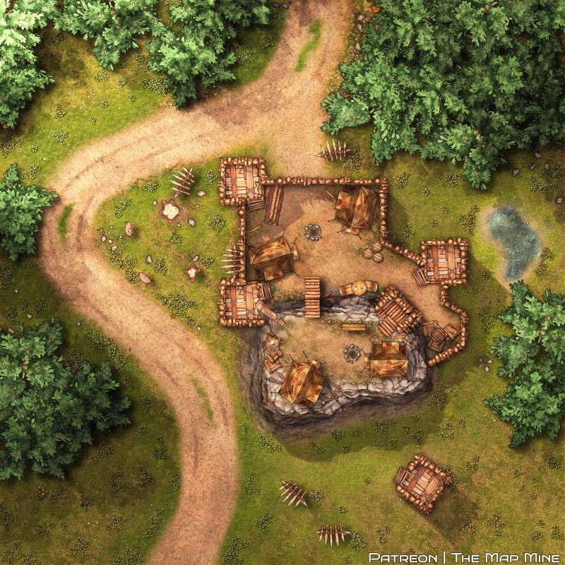Outpost by the Road [28x28]