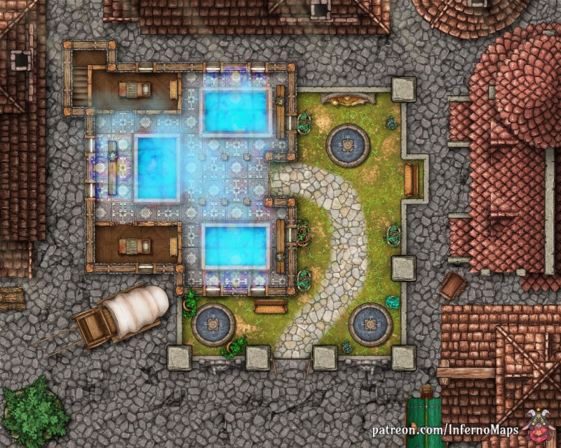 Dead Three Bathhouse [25x20] and Dungeon of the Dead Three [65x40]
