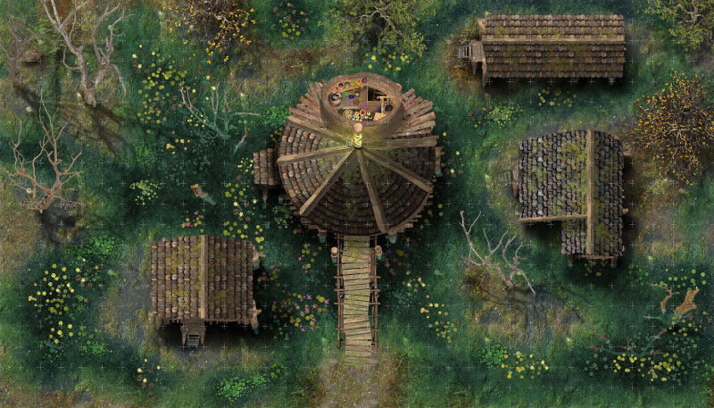 The soup is bubbling... Gram’s Cackling Cauldron [20x35] 3-Floor Swamp Tavern [OC]