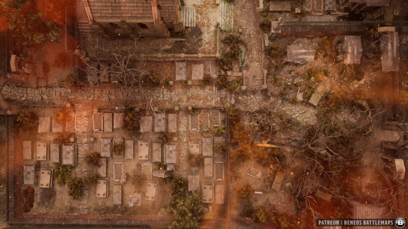 Grand Cemetry | [Animated Battlemap] [32x18] [120px per Square] [Gridless] [3D Rendered] [OC] | Beneos Battlemaps