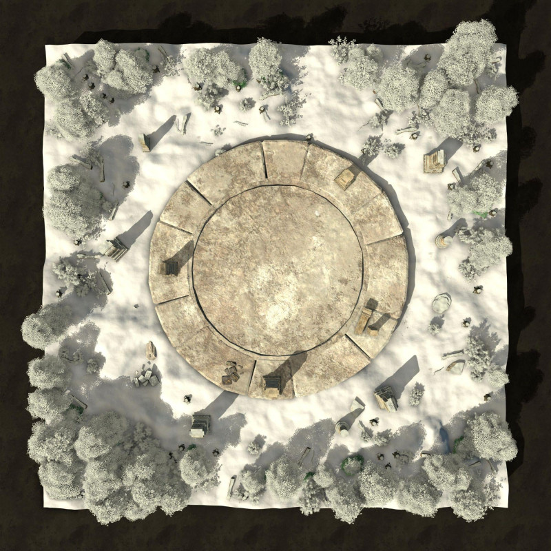 Winter Arena — a free gridless battlemap [Day & Night versions]