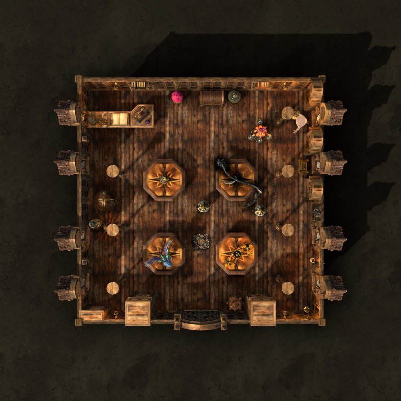 I made a free 5-map fantasy market pack — Market Square + Tavern, Blacksmith, Magic Shop & General Store