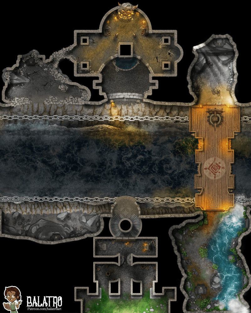 The Shifting Dungeon serves as tomb, temple, and trial all in one. Heroes navigate the bridge across the chasm’s river to prove themselves in the eyes of the ancestors buried there.