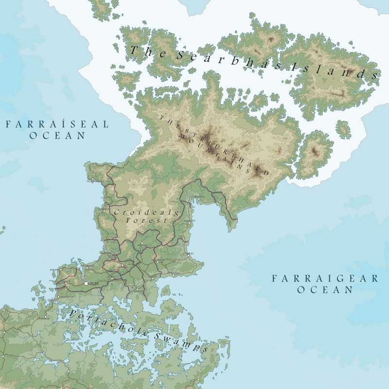 Mayrohg - the abandoned peninsula. An atlas style map for my DnD homebrew setting