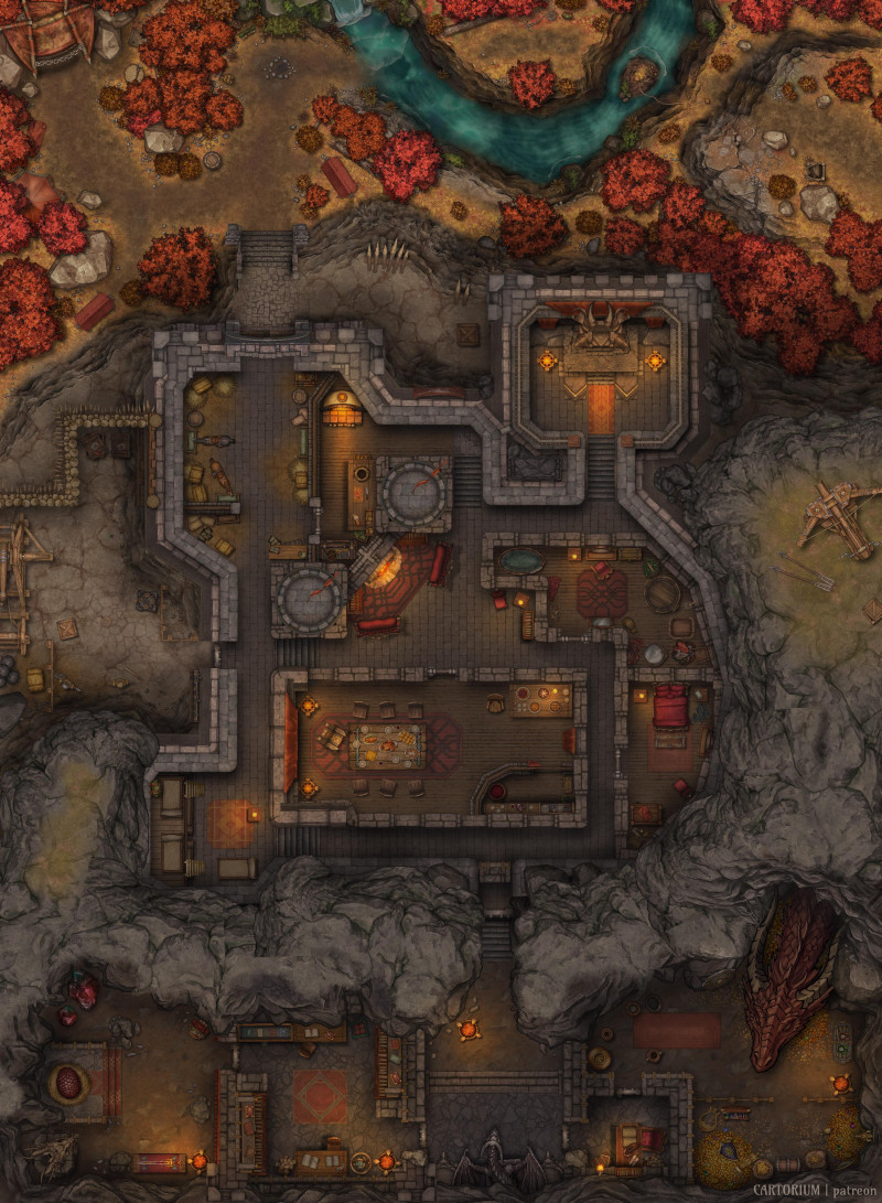 Red Dragon Keep, Military Outpost & Castle - Free 8k Map & VTT support! [33x45]