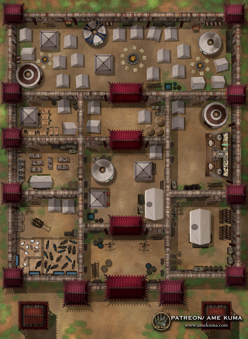 War Camp [57 x 77] [OC] [Hand Drawn]
