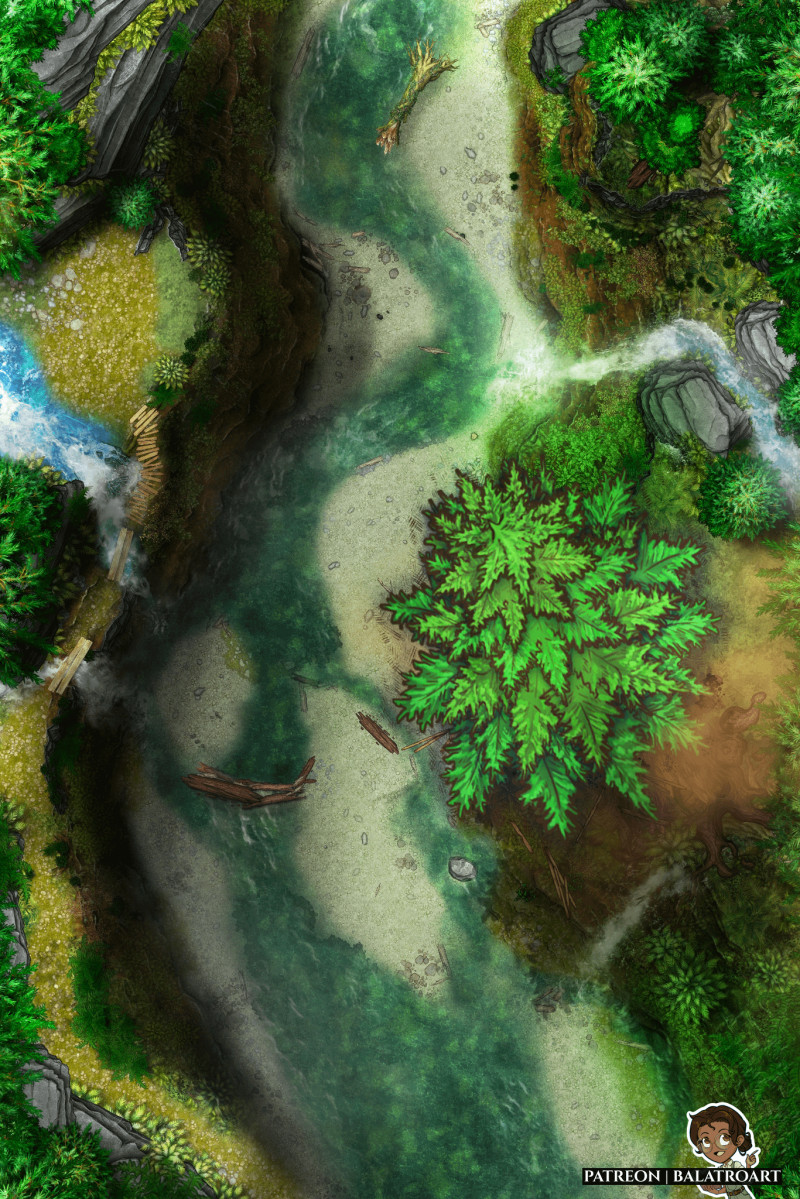 After a hiking trip I decided to make a phased battlemap inspired by the northern Californian old growth redwoods and Fern Canyon.