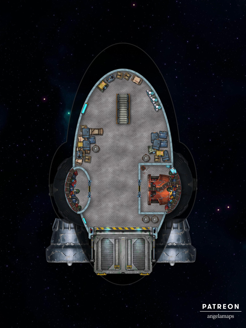 Spaceship [battlemap] from Angela Maps - 3 versions! [art]