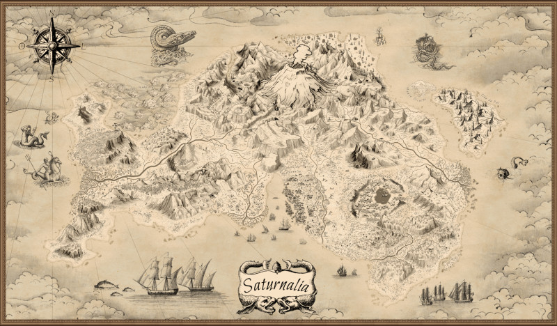 My map for my home game. The Island and city of Saturnalia!