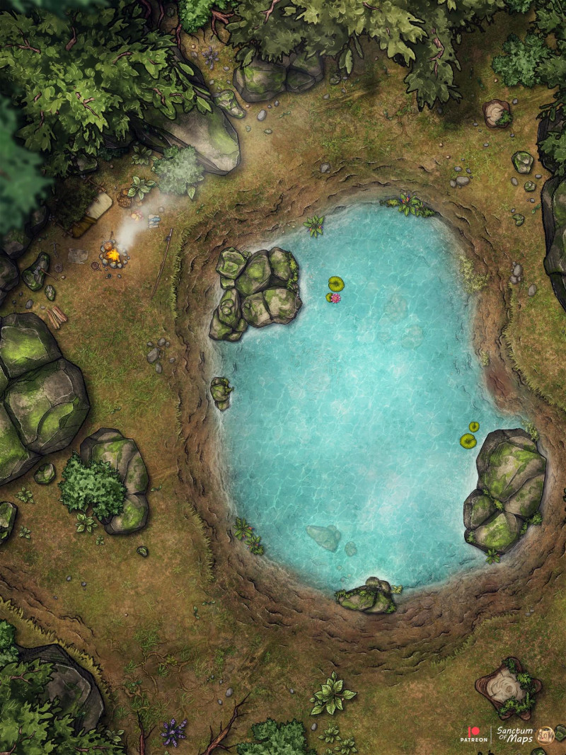 Rocky Forest Pond - Camp - 15x20