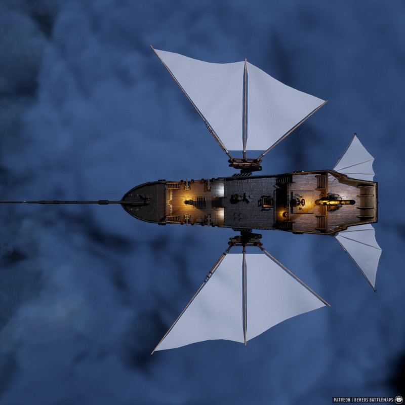 Airship Deck | [Animated Battlemap] [40x40] [100px per Square] [Gridless] [3D Rendered] [OC] | Beneos Battlemaps