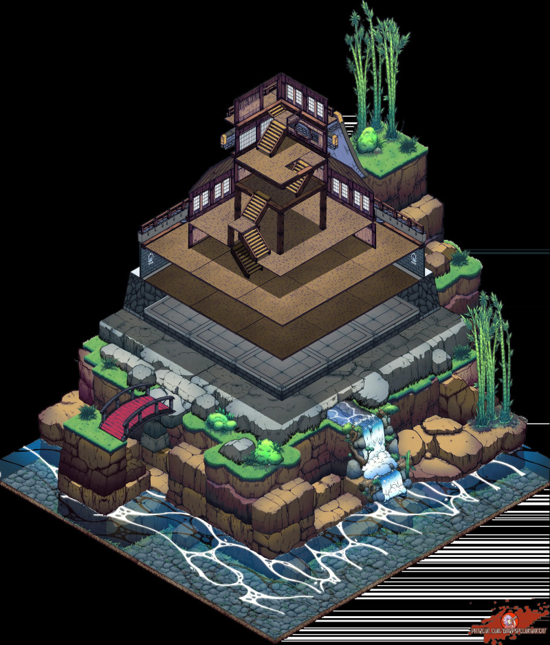 [OC][ART][ISOMETRIC][NO AI] hirayama-style castle