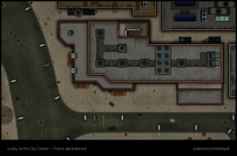 I wonder what kind of useful loot we might find in this abandoned police station! - A day at the city center - Police Station - 4 Level - abandoned variant [32x21] + Floorplan Handouts