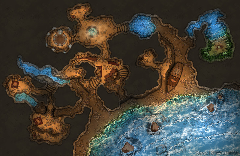 Thunder Cliff Caverns & Scene [80 x 52]