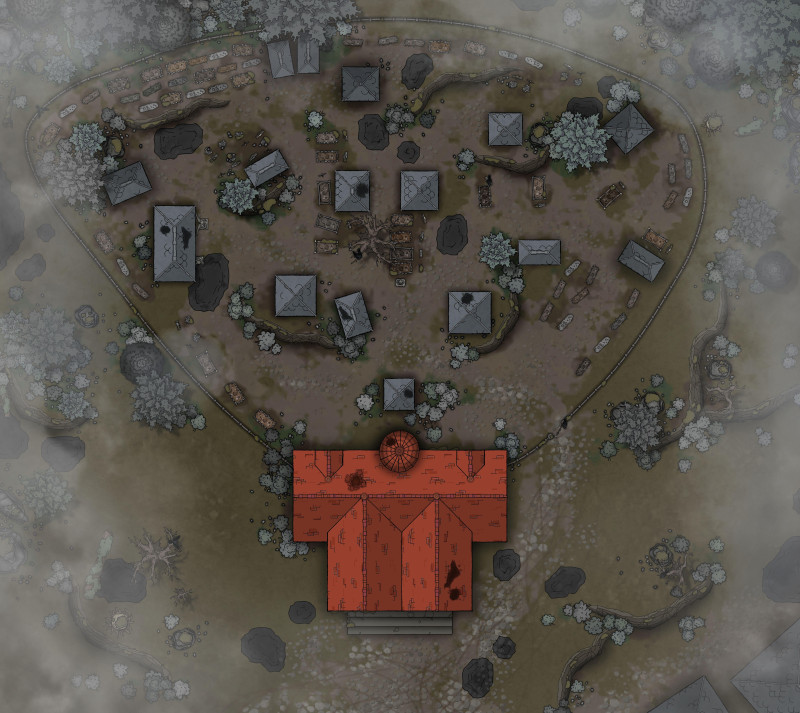 Church and Cemetery of Barovia Village [Curse of Strahd] — Free Battlemap [46x41]