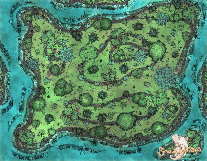 [45x35] Large Forest Island Day