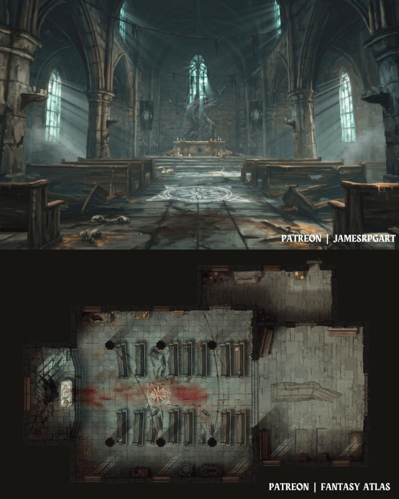 Cultist Cathedral | Scene + Map | 24x40