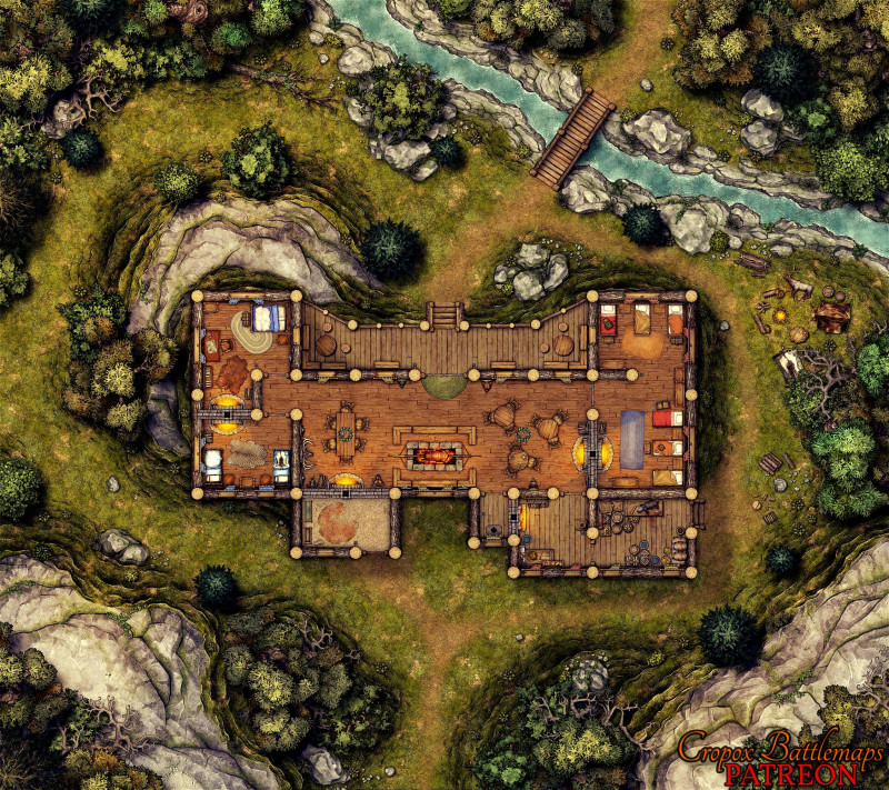 The Deepwood Hunting Lodge 45x40 battle map
