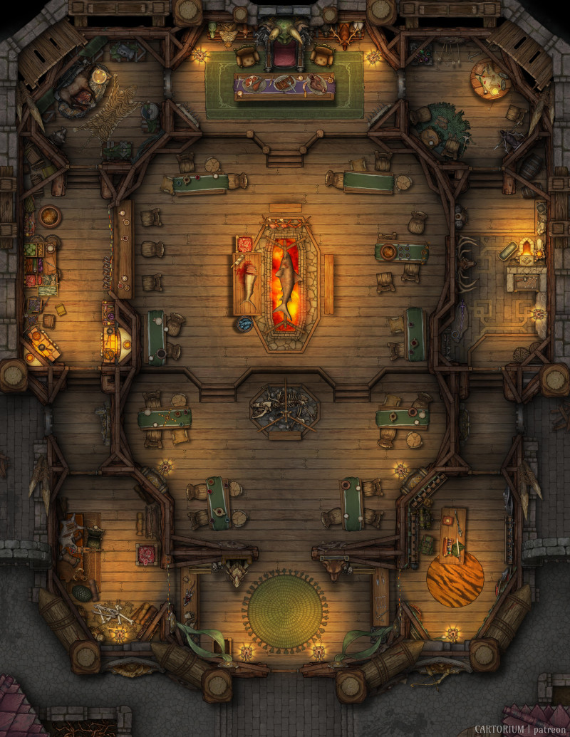 The Hunters Guild Hall - Free 4k Map & VTT support! [17x22]