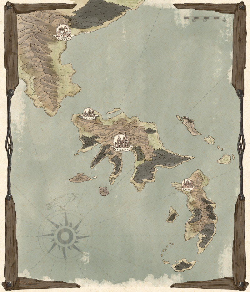 Raven's Reach, islands of driftwood and salt. A map of an archipelago in the northern Sea of Iron