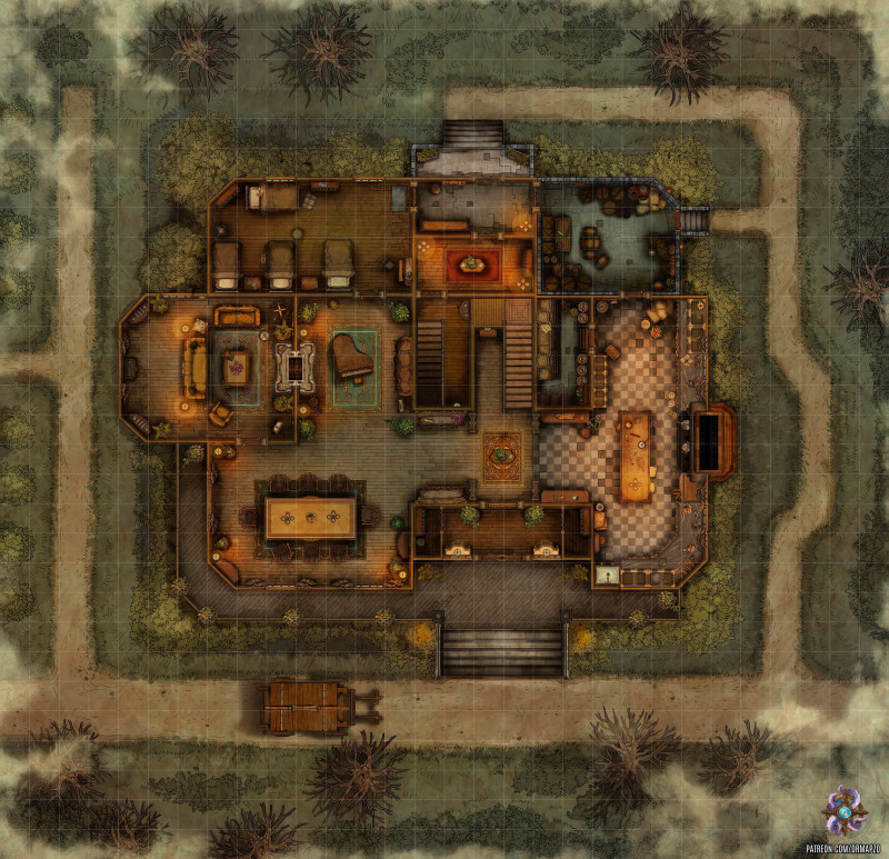 Victorian Haunted House Battle Map 30x29