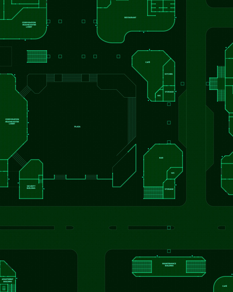 a day at the Cyberpunk-y Streets - Part 1: The Corporate Street & Plaza [60x75]