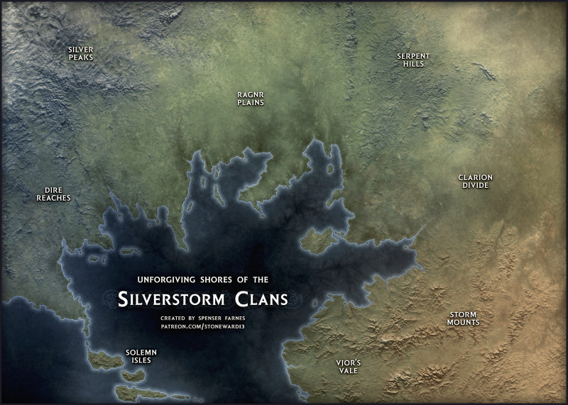 Map of the "Unforgiving Shores of the Silverstorm Clans" (3 Variants)