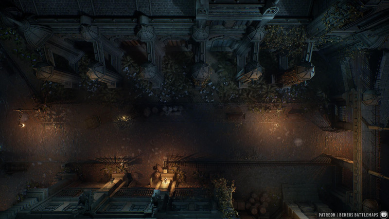 Streets of Widowhall | [Animated Battlemap] [32x18] [120px per Square] [Gridless] [3D Rendered] [OC] | Beneos Battlemaps