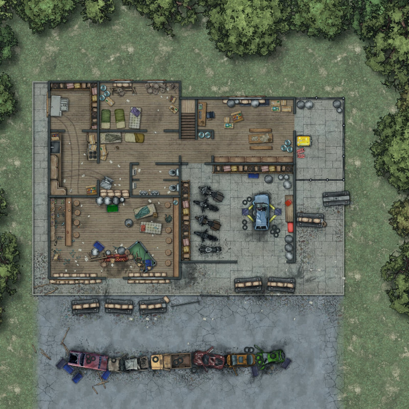 Postcards From the Zombie Apocalypse - Biker Clubhouse (Fortified)