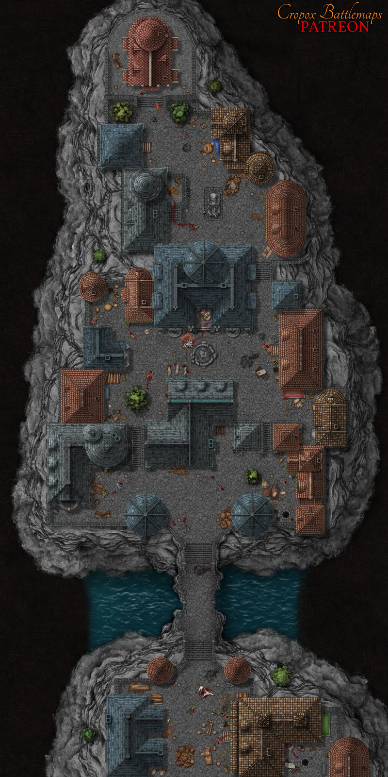 City Bridge [40x80] Battle Map (2 Versions: Before & After Attack)