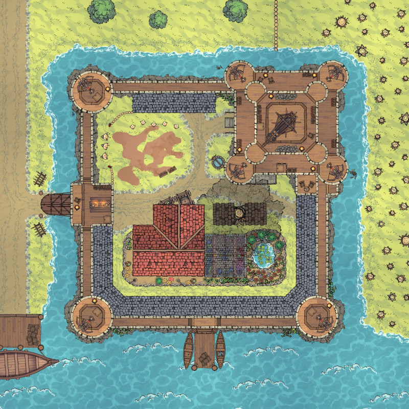 Fully Furnished Lakeside Castle (Player Bastion) - 40x40 / 50x50