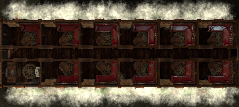 Victorian Train Multi-Map Pack: What is happening on this racing train as it charges through the wilderness? Is it a relaxing journey? An Orient Express Mystery? Or a Haunted nightmare as the party battles through hordes of ghosts?