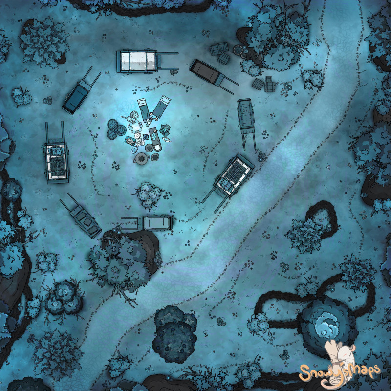 [28x28] Campsite Wagons Forest Fey
