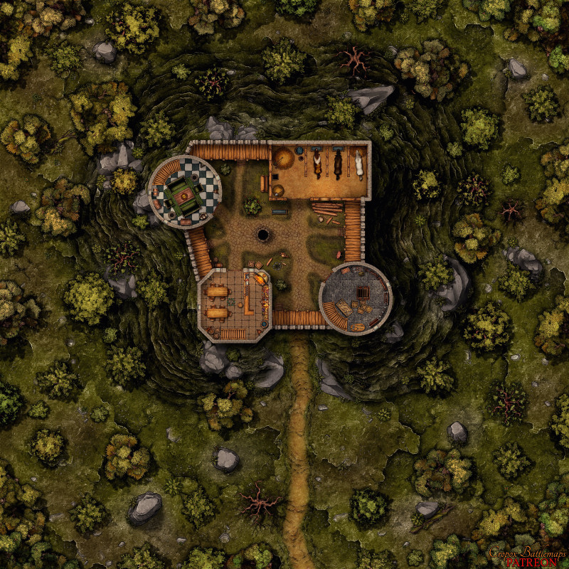 Hilltop Fort 40x40 battle map