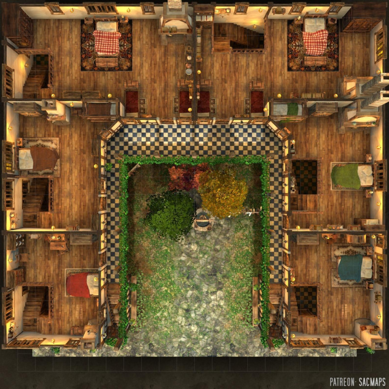 COURTYARD HOUSES (22x22) - 6 multilevel houses + courtyard - Free day & night maps, plus hundreds more free maps!