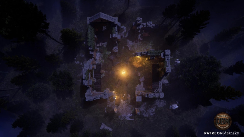 Overgrown Ruins - static and animated forest battlemap