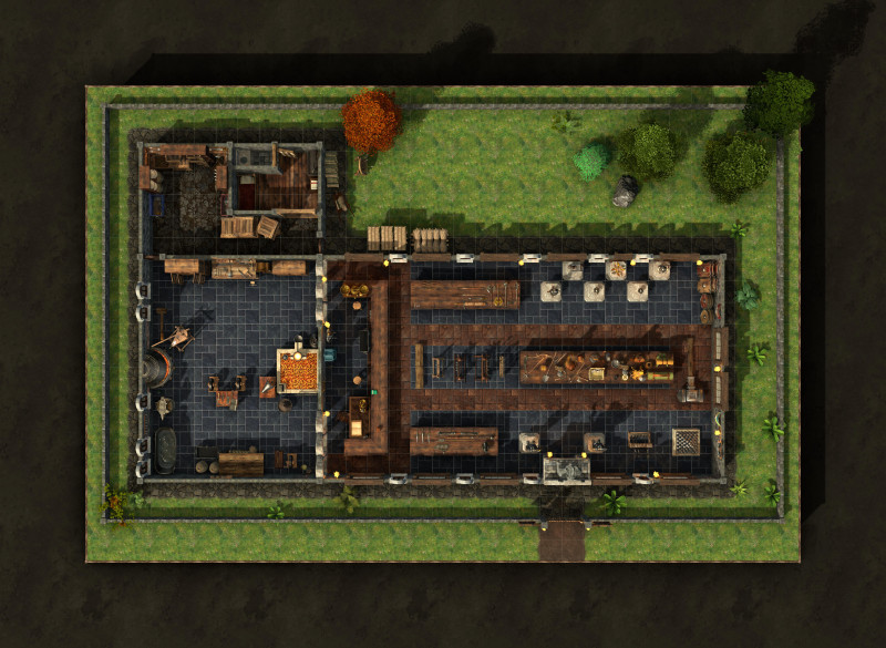 The Weapon Shop [41x30] - a fully stocked armory with a working forge, walls & dynamic lighting, free for every VTT [OC]
