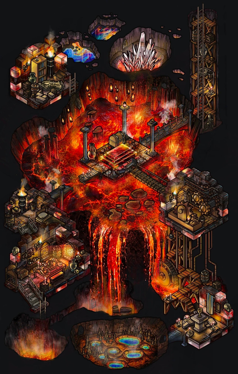 Isometric mini dungeon - lava caves