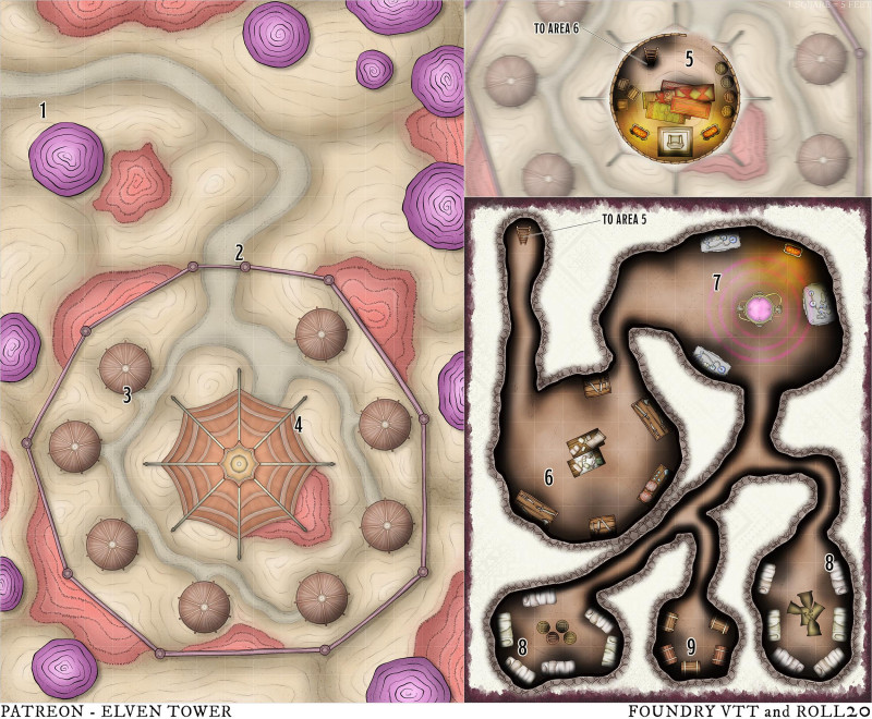 Map 770 - Goblinoid Campsite - Encounter + Dungeon map