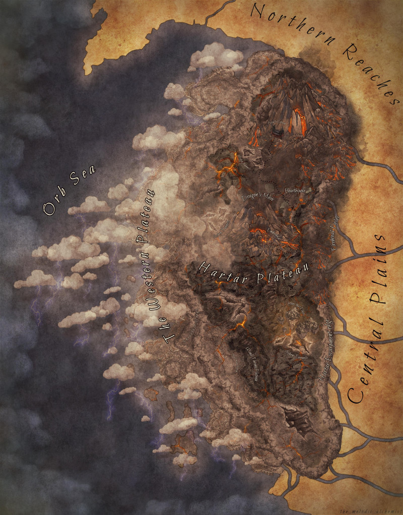 Part 4 of a world+regionals map commission (WIP), Hartar Plateau of Drakenhold!