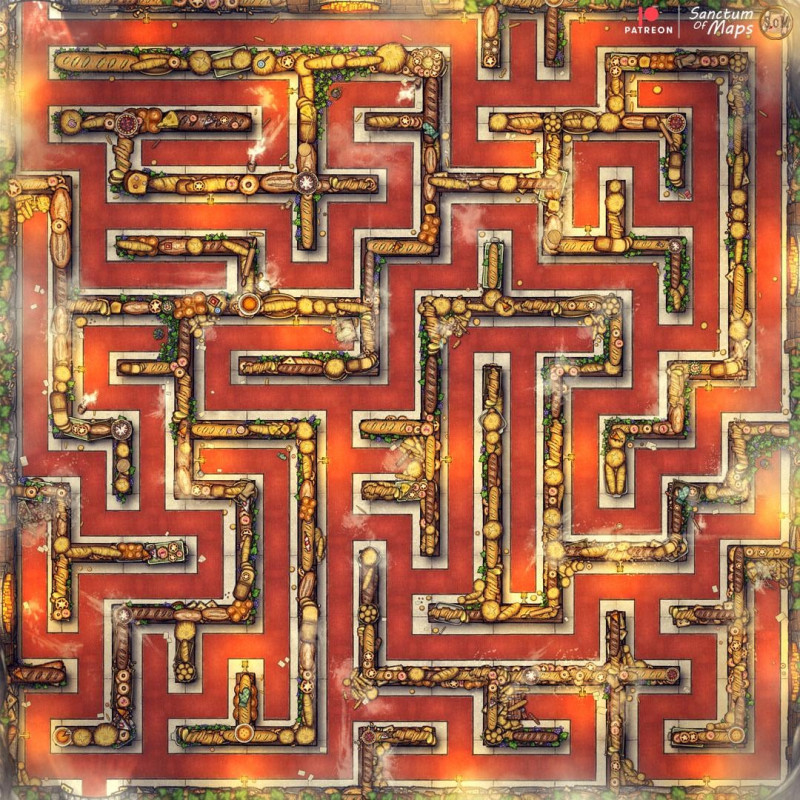 The Mad Bakers Maze - D&D 30x30 Battlemap