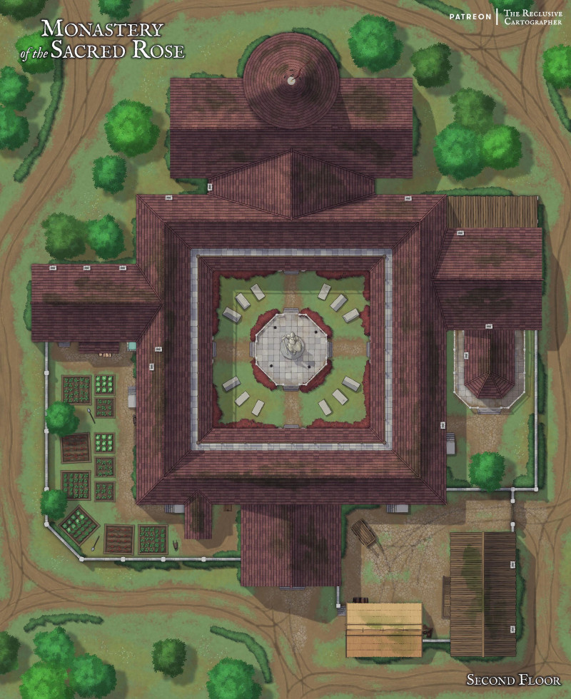 The Monastery of the Sacred Rose - 49x60 - 4 Level Battlemap - RC