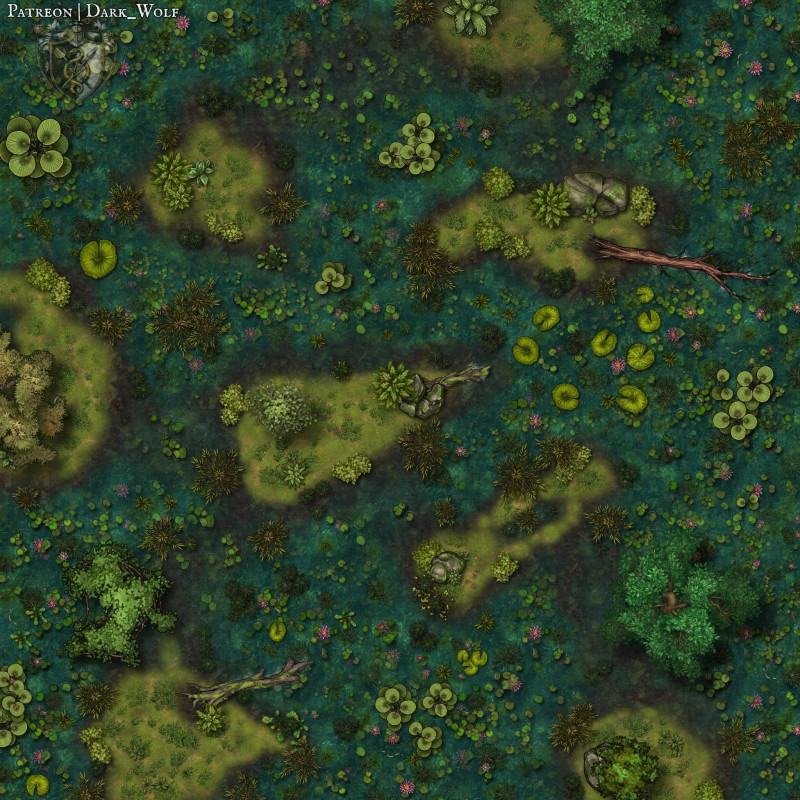 Free Swamp Battlemap [40x40] [Gridless] [OC] + New Tavern Starter Kit for just $3 (normally $6) Available!