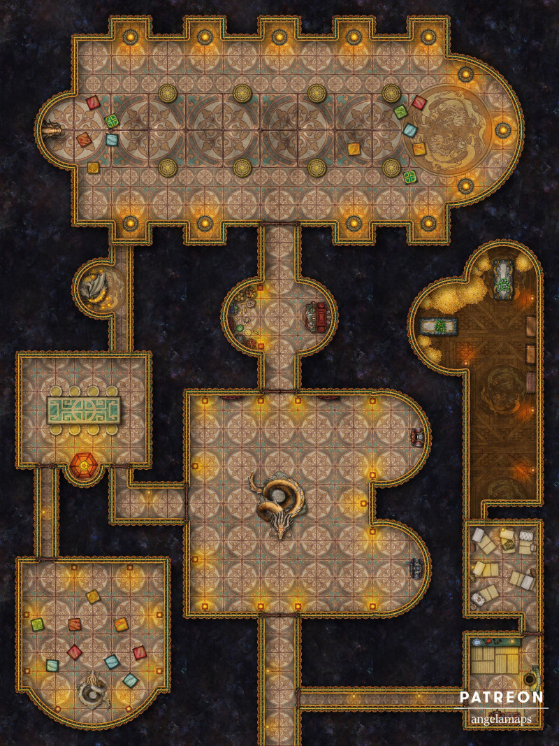 Dragon Temple [battlemap] from Angela Maps - 3 versions! [art]