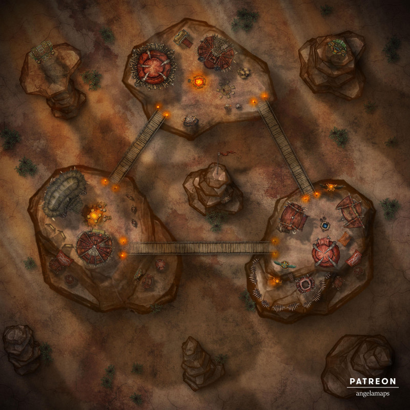 Plateau Village [battlemap] from Angela Maps - 3 versions! [animated] [art]
