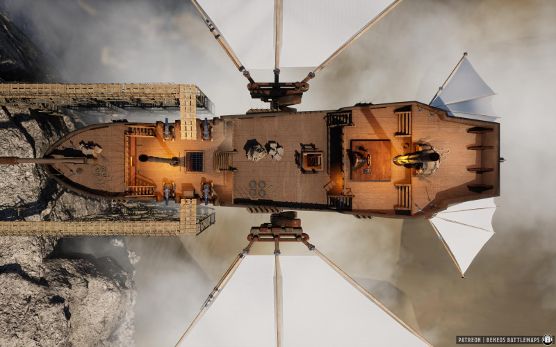 Harbouring Airship | [Animated Battlemap] [40x25] [100px per Square] [Gridless] [3D Rendered] [OC] | Beneos Battlemaps